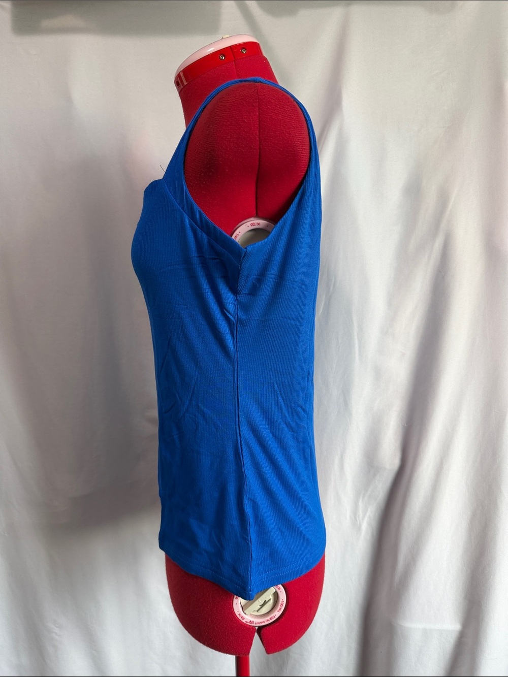 Blue Ribbed Square-Neck Tank Top - Picture 2 of 5